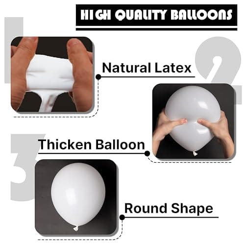 PartyWoo White Balloons 140 pcs Different Sizes of 18 12 10 5 Inch White Balloons Arch Kit Garland for Wedding Baby Shower Birthday Bridal Shower Graduation Engagement Party Decorations White-Y13 thumbnail 9