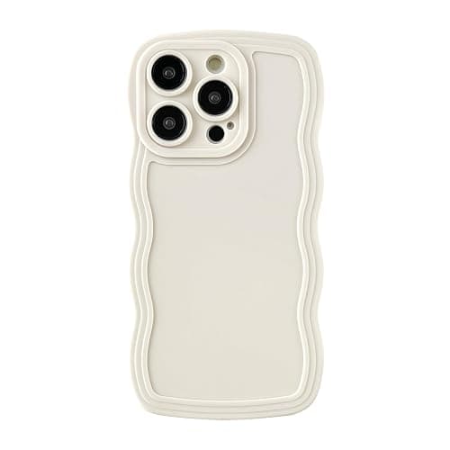 Caseative for iPhone 14 Pro Case,Solid Color Curly Wave Frame Soft Phone Case (White) - Image 1