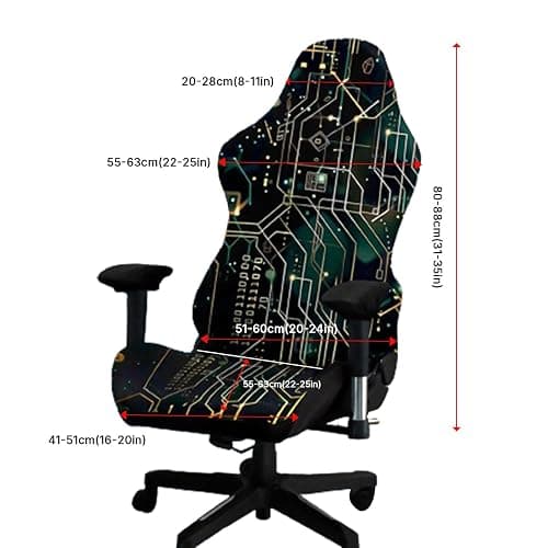 Kitegrese Printed Gaming Chair Slipcover, Cat Scratch Proof Stretchable Game Chair Cover with Arms Cover(G) thumbnail 3