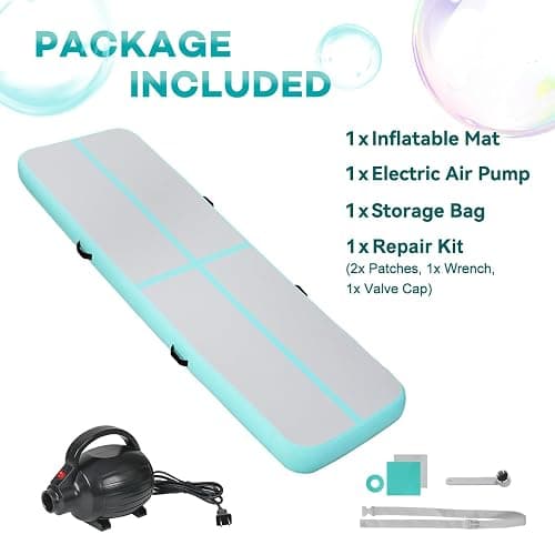 KIKILIVE Inflatable Air Gymnastics Tumbling Mat 6ft 10ft 13ft 16ft 20ft, Air Tumble Track Mat 4/8 inches Thickness with Electric Air Pump for Home Use Training Cheerleading Yoga Water Beach Park thumbnail 7