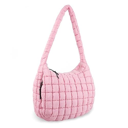Quilted Puffer Tote Bag Purse Puffy Crossbody Shoulder Bag,Lightweight Nylon Hobo Bag Puffer Carryall Bag for Women Girl