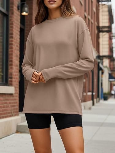 Trendy Queen Womens Oversized Long Sleeve T Shirts 2025 Basic Crewneck Tee Fall Tops Casual Workout Y2K Clothes thumbnail 2