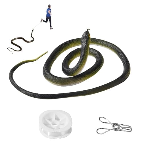 ANABIUP Fake Snake, Rubber Snake Prank with String and Clip, Realistic Rubber Snake Prank for Playing Jokes - Image 1