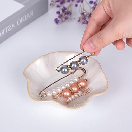 White Ceramic Jewelry Dish, Lotus Leaf-Shaped Trinket Tray and Ring Holder, Decorative Key Bowl, Elegant Home Decor Accent Piece (White) thumbnail 5