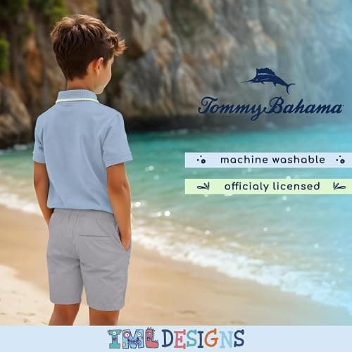 Tommy Bahama Boys Short Sleeve Classic Polo Shirt & Elastic Waist Shorts Set, Casual 2-Piece Back to School Outfit for Kids thumbnail 5