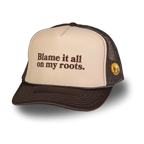 Bottom Shelf Blame It All On My Roots Funny Foam Trucker Hat Unisex with Hat Pin - Image 1