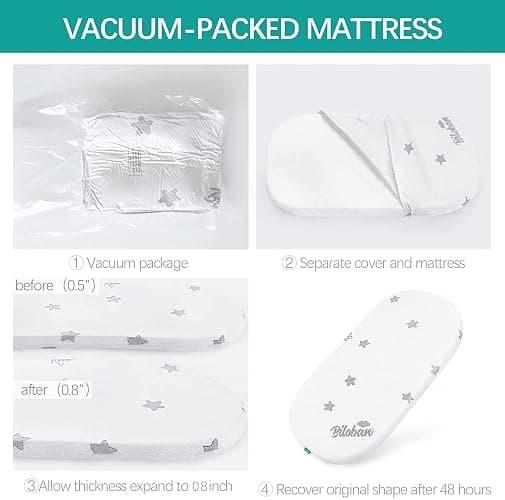 Biloban Bassinet Mattress Pad Topper 30" x 15" x 1"(Fisher), Waterproof Breathable Soft Bassinet Mattress Pad Topper thumbnail 4