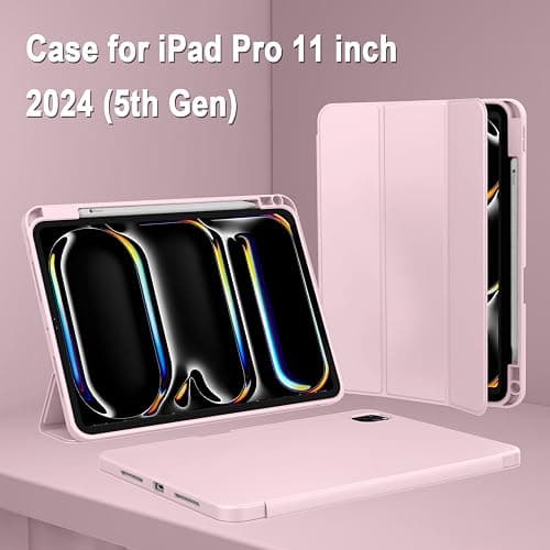 ZryXal iPad Pro 11 Inch Case (M5) 2025/ (M4) 2024 (Model: A2836/A2837/A3006), Trifold Stand Smart Cover with Pencil Holder and Soft TPU Back, Auto Wake/Sleep (Pink) thumbnail 7