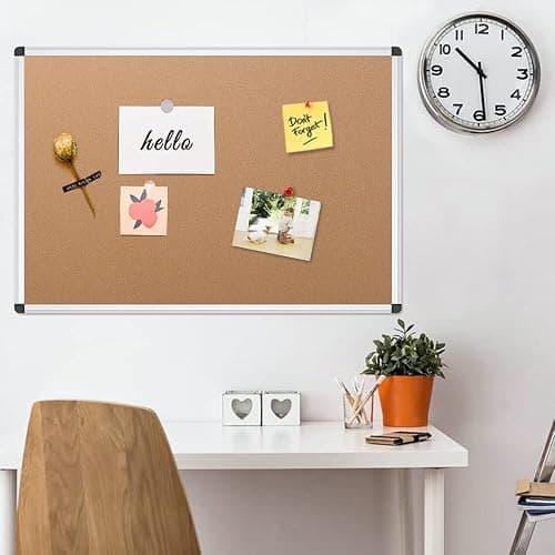 VIZ-PRO Cork Notice Board, 36 X 24 Inches, Silver Aluminium Frame thumbnail 2
