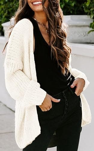 PRETTYGARDEN Women's Long Sleeve Open Front Knit Cardigans Sweaters Soft Loose Draped Coat Outerwear thumbnail 2