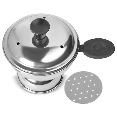KSJONE Puttu Maker Stainless Steel, Stainless Steel Chiratta Puttu Maker, Chiratta Maker with Handle Use with Pressure Cooker Puttu Kutti Puttu Steamer Puttu Cooker Silver thumbnail 5