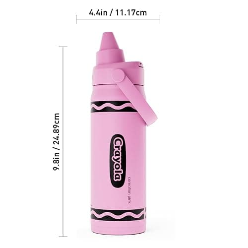 CamelBak Crayola Chug Stainless Steel Water Bottle 16oz, Carnation Pink | Vacuum Insulated Steel, Spill Resistant Chug Lid, Durable Stainless Steel, Protective Silicone Base, Easy Carry Design thumbnail 2