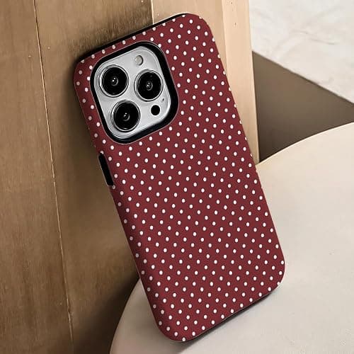 ⭐️ZTOFERA Magnetic Case for iPhone 16 Pro, Polka Dot Phone Case Cute for Girl Women, Compatible with Magsafe, Hard PC+Soft TPU Protective Phone Cover for iPhone 16 Pro-Wine Red thumbnail 3