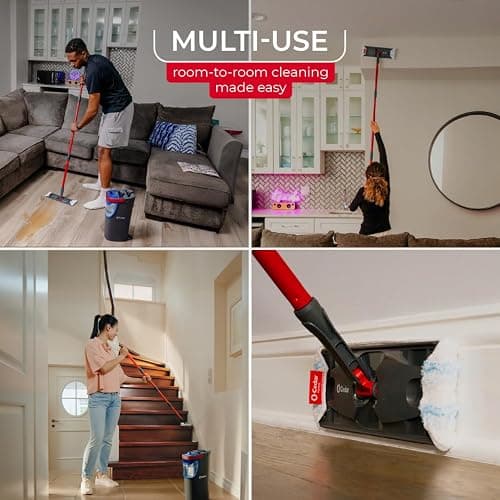 O-Cedar H2prO Flat Mop System | Quick Cleaning Tool | Clean with Water | Machine Washable Reusable Microfiber Mop Pad | Safe on Wood Floors, Vinyl, Tile, Baseboards, Walls thumbnail 7