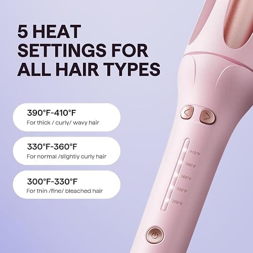 Wavytalk Automatic Curling Iron, Automatic Hair Curler for Shiny & Effortless Curls, Dual Voltage Curling Iron & Lightweight for Travel （1.25 Inch, Pink） thumbnail 7