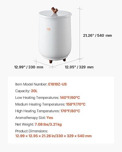 VEVOR Towel Warmers for Bathroom, Towel Warmer Bucket Auto Shut Off for Spa Fits up to 3 Oversized Towels, Blankets, Clothes, Bathrobes, PJ's and More thumbnail 2