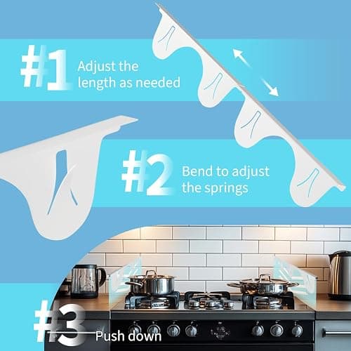 Stainless Steel Stove Counter Gap Cover (2 Pack, White), Stove Gap Guard, Stove Gap Filler for Kitchen, Range Trim Kit, Heat Resistant with Easy Clean, Adjustable Length 13.8” to 27.5” thumbnail 3