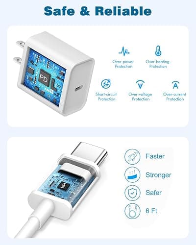 USB C Charger for iPhone 16/15 Charger Fast Charging,Type C Charge Apple Fast USB C Wall Chargers Block Adapter 6FT Long USBC Charging Cable Cord for iPhone 16 Pro Max/iPhone 15 Plus/iPad Pro/Air/Mini thumbnail 4