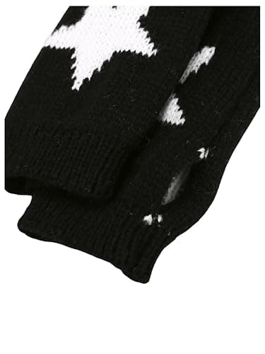SHENHE Women's Star Pattern Fingerless Thumb Hole Knitted Wrist Length Mitten Gloves thumbnail 3