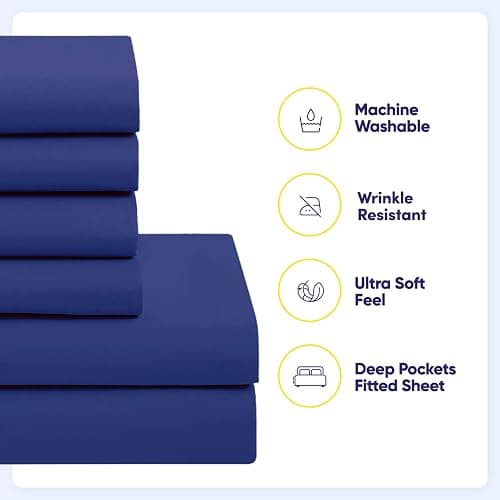 Sweet Home Collection 5 Piece Comforter Set Bag Solid Color All Season Soft Down Alternative Blanket & Luxurious Microfiber Bed Sheets, Royal Blue, Twin thumbnail 6