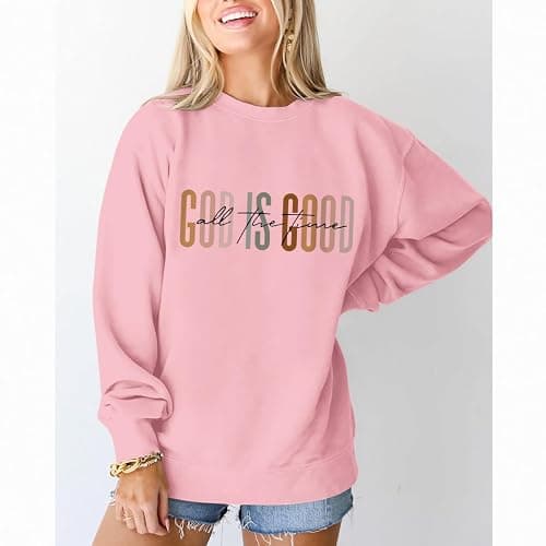 KIEKIECOO God is Good Sweatshirts for Women Christian Faith Sweatshirt Bible Verse Religious Long Sleeve Shirts Pullover thumbnail 2