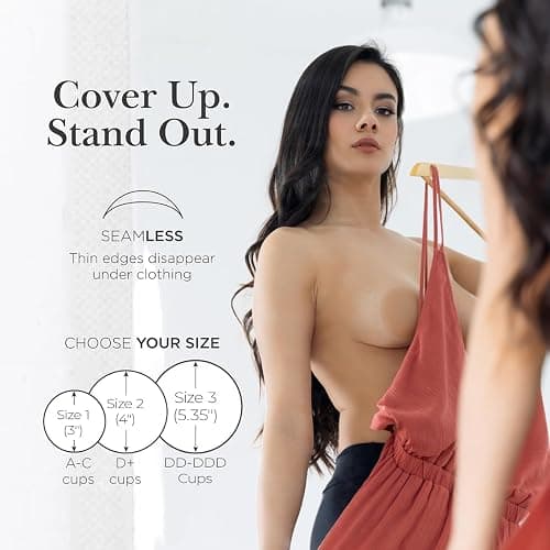 Nippies Nipple Covers for Women - Reusable Sticky Silicone Pasties with Travel Case - Original Circle or Lift Style Available thumbnail 3