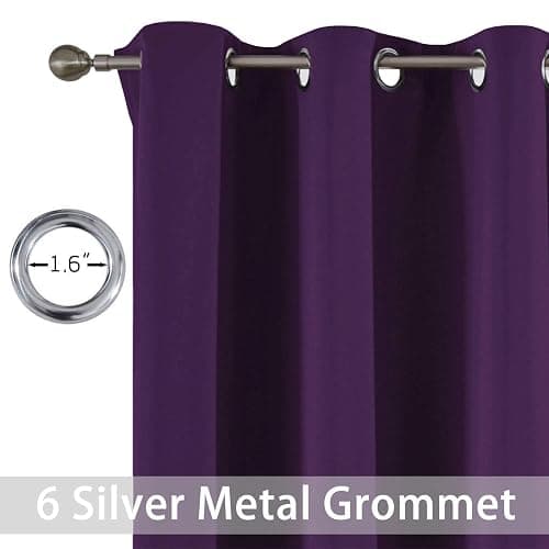Yakamok Blackout Curtains 38x84 inch Purple Thermal Drapes-Bedroom | 2 panels,room darkening,thermal insulated,noise reducing,privacy protection,grommet window treatment,living room study dining thumbnail 3
