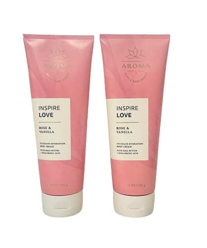 Bath and Body Works Aromatherapy Love Rose Vanilla Ultimate Hydration Body Cream 8 Oz. 2 Pack (Rose Vanilla) - Image 1