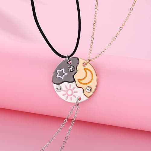 Joiigaem BFF Necklace For 3 Trio Sun Moon Star Friendship Puzzle Matching Necklaces For Best Friends 3 Sisters Forever Jewelry Gifts thumbnail 5