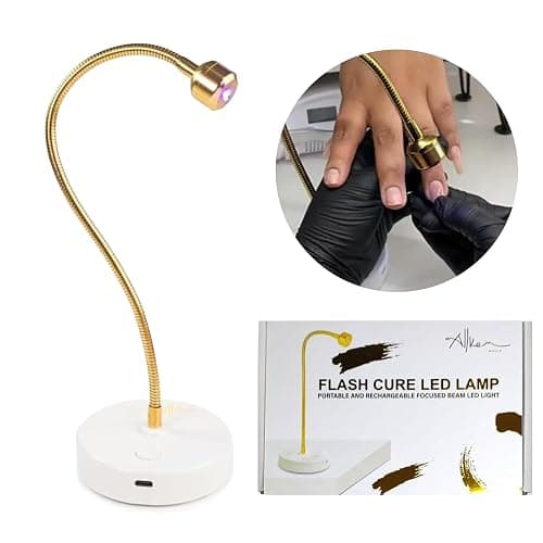 ALLKEM Flash Cure UV Light - Gooseneck Led Nail Lamp for Gel Polish - Professional & Home Use Nail Light & Dryer - Wireless, Cordless & Rechargeable Curing Lamp (3W - Gold) thumbnail 2
