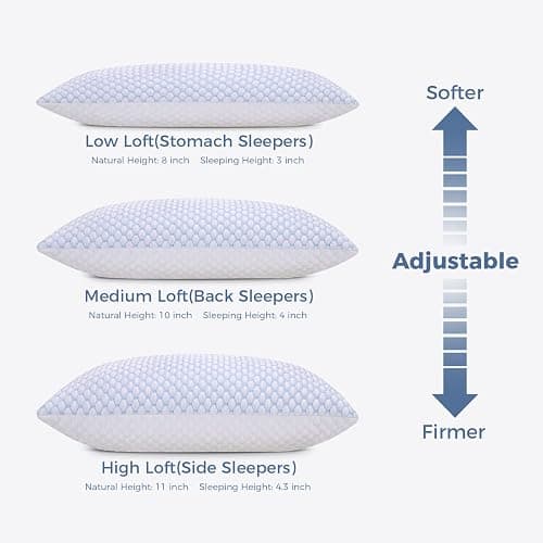 OSBED Shredded Memory Foam Pillows King Size, Cooling Bed Pillows for Side, Back, Stomach Sleepers, Adjustable Loft, Hot Sleepers (20"x36") - King (Pack of 2) thumbnail 3