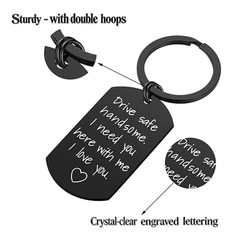 Drive Safe Keychain for Boyfriend - Drive Safe Handsome I Need You Here With Me Keyring Birthday Valentine’s Day Gifts for Him Boyfriend Husband Gifts thumbnail 2