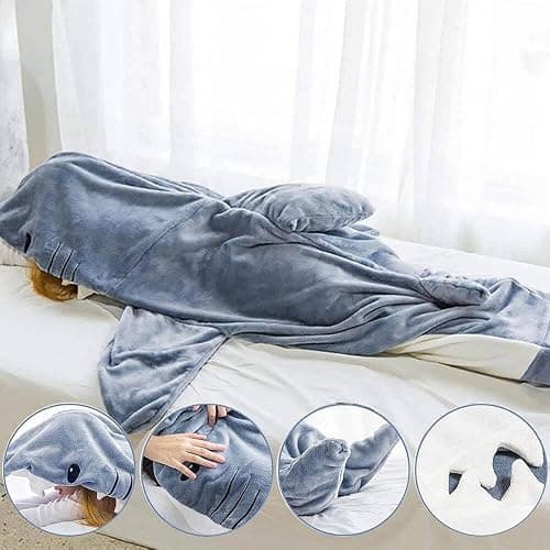 Shark Blanket Hoodie Onesie, Shark Onesie Adult, Shark Sleeping Bag for Kid (S) thumbnail 4