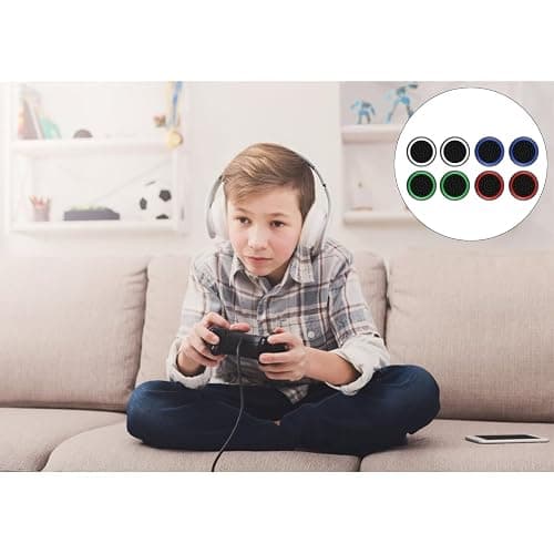 8 Pcs Thumb Grips Silicone Cover Protection Attachments Game Controllers, Convex and Concave-Raised Dots & Studded Design thumbnail 5