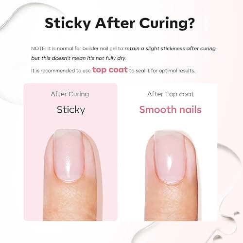 modelones Base Coat Builder Nail Gel, Clear Builder Nail Polish 7-in-One with Detachable Liner Nail Brush LED Lamp Cured Strengthener Color Rubber Base Coat for Apex Building Extension Thickening 10ml thumbnail 7