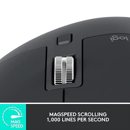 Logitech MX Master 3S Performance Wireless Mouse - Graphite With Bolt Reciever thumbnail 4