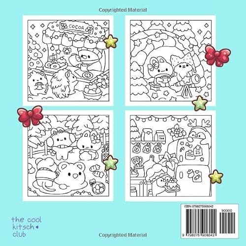 Snowy Days: A Kawaii Winter Animals Coloring Book: Cute Bunny, Bear, Fox, Owl, Penguin, Capybara & Snowman in Cozy Christmas Scenes (Sweet & Kitsch) thumbnail 2