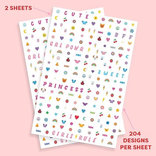 xo, Fetti Kids Nail Stickers - 816 Decals | Birthday Girl Party Favors, DIY Home Activity, Gift, Cute Nail Transfer, Groovy, Princess, Girl Power, Easter Basket thumbnail 3