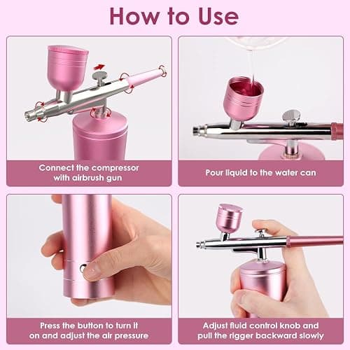 Airbrush Kit with Compressor, Bornbyme Airbrush for Nails Paint Sprayer DIY Air Brush Spray Gun for Painting, Ombre Nails, Makeup, Cake Baking, Barber and Tattoo, Black thumbnail 6