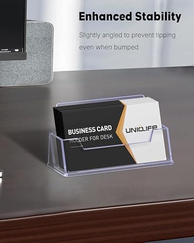 Uniclife 2 Pack Acrylic Business Card Holder for Desk, 60 Card Capacity | 1 Slot Clear Business Card Display Stand for Men Women Desktop Business Card Organizer Card Stand for Office Home Exhibition thumbnail 4