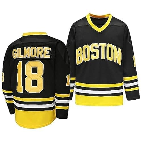 Happy Gilmore Jersey #18Adam Sandler: 1996 Movie Ice Hockey Jersey for Halloween Hip Hop Party Sports Clothing - Medium - #18 Black