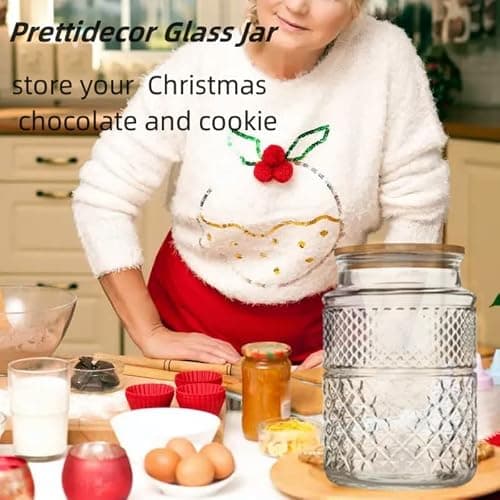 Large Glass Storage Jar, 60 FL OZ Glass Food Storage Containers with Bamboo Lid, Kitchen Containers Cereal Canisters Decorative Jar for Candy Snack Cookies Coffee Tea Nuts Airtight Jars thumbnail 5