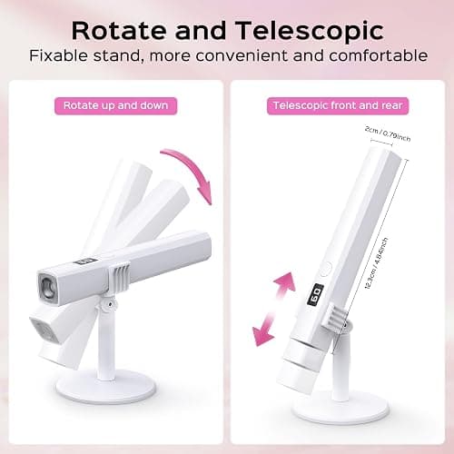Hoonyn Handheld UV Light for Gel Nails, 5W LED Nail Lamp, Portable Mini Nail Dryer with Stand & LCD Screen, Nail Lamp for Fast Curing (White) thumbnail 6