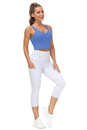 THE GYM PEOPLE Womens' Sports Bra Longline Wirefree Padded with Medium Support - Sea Blue - Small thumbnail 5