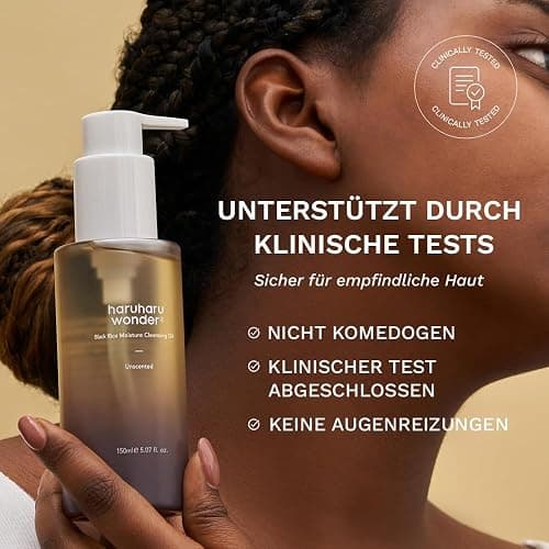 haruharu wonder Black Reis Feuchtigkeits-Tiefenreinigungsöl 5.1 fl.oz / 150ml | Koreanischer Gesichtsreiniger, Make-up-Entferner | Vegan, tierversuchsfrei | Jojobasamenöl, Macadamiasamenöl thumbnail 4