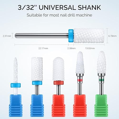 MelodySusie Ceramic Nail Drill Bits Set, 3/32'' (2.35mm) Professional Acrylic Nail File Drill Bit for Manicure Pedicure Cuticle Gel Nail Polishing 5Pcs thumbnail 6