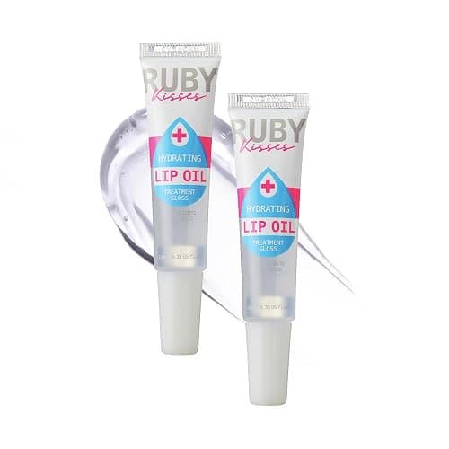 Ruby Kisses Hydrating Clear Lip Oil Treatment Gloss (2 Pack), Hydrates & Heals with Vitamin E & Jojoba, Lightweight Non-Greasy Formula with Almond Oil, Repair & Protect Dry Chapped Lips - Image 1