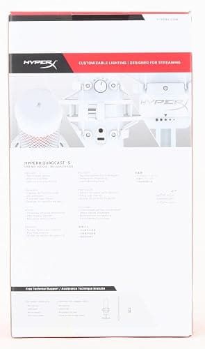 HyperX QuadCast S – RGB USB Condenser Microphone for PC, PS5, Mac, Anti-Vibration Shock Mount, 4 Polar Patterns, Pop Filter, Gain Control, Gaming, Streaming, Podcasts, Twitch, YouTube, Discord – White - White - QuadCast S White - Microphone thumbnail 24