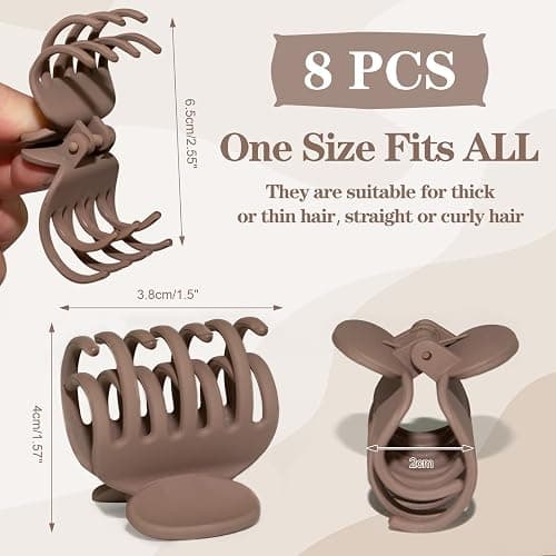 1.6" Matte Small Double Row Teeth Hair Clips for Women - Strong Hold Jaw Clamps for Thin, Fine & Thick Hair thumbnail 7