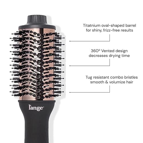 L'ANGE HAIR Le Volume 2-in-1 Titanium Blow Dryer Brush | Hot Air Brush for Hair Drying & Styling | Ionic Oval Barrel for Smooth, Frizz-Free Volume | (Black – 60mm) thumbnail 2